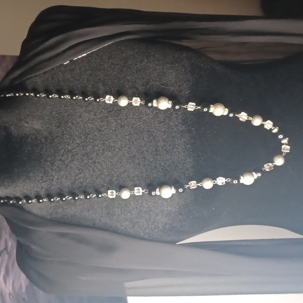 Black silver and clear necklace